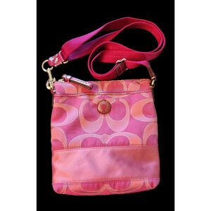 Coach plum signature Stripe crossbody shoulder bag